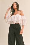 Isabella Off Shoulder Ruffle Organza Top