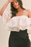 Isabella Off Shoulder Ruffle Organza Top