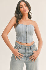 Sammy Strapless Denim Corset Top