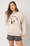 "Wine Is My BFF" Graphic Crew Neck Sweatshirt