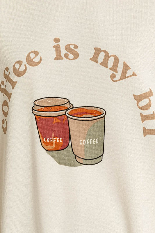 "Coffee Is My BFF" Graphic Crew Neck Sweatshirt