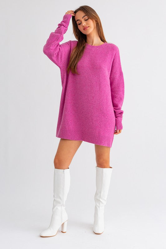 Elizabeth Crew Neck Long Sleeve Mini Dress