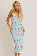 Ellize Knit Lobster Print Sweater Midi Dress