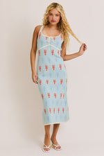 Ellize Knit Lobster Print Sweater Midi Dress