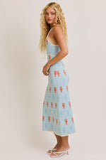 Ellize Knit Lobster Print Sweater Midi Dress