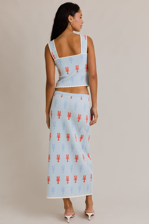 Tess Knit Lobster Print Top & Maxi Skirt Set