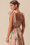 Tilly Sweetheart Shoulder Tie Floral Midi Dress