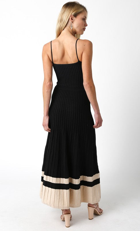 Lorell Knit Midi Dress - Black/Ivory