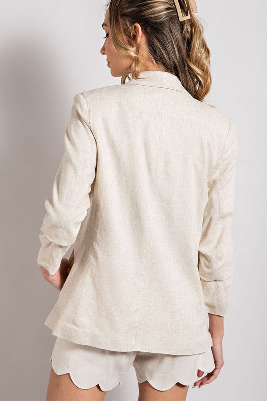 Nicoleta Linen Fitted Blazer - Natural ( See Matching Shorts )
