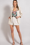 Nicoleta Linen Fitted Blazer - Natural ( See Matching Shorts )
