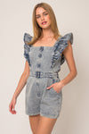 Myla Ruffle Denim Romper