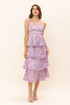 Jinessa Tiered Lace Midi Dress - Purple