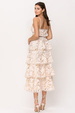 Jinessa Tiered Lace Midi Dress - Cream