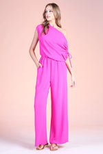 Fiora Asymmetrical Off The Shoulder Jumpsuit - Fuchsia