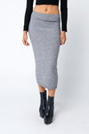 Cheryl Knit Crop Top & Midi Skirt Set - Grey