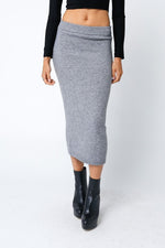 Cheryl Knit Crop Top & Midi Skirt Set - Grey