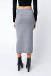 Cheryl Knit Crop Top & Midi Skirt Set - Grey