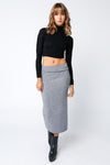 Cheryl Knit Crop Top & Midi Skirt Set - Grey