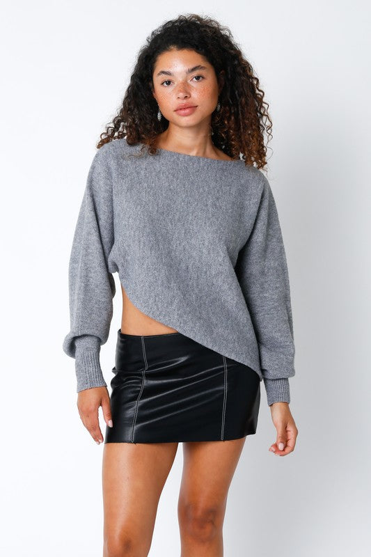 Cheryl Knit Crop Top & Midi Skirt Set - Grey