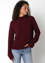 Shelly Mock Neck Long Sleeve Knit Sweater - Burgundy