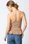 Cassie Strapless Knit Peplum Top - Taupe