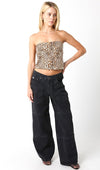 Charlie Strapless Print Relaxed Top - Leopard