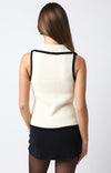 Darla Contrast Sweater Vest Top - Cream/Black