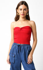 Fernie Strapless Knit Top - Red