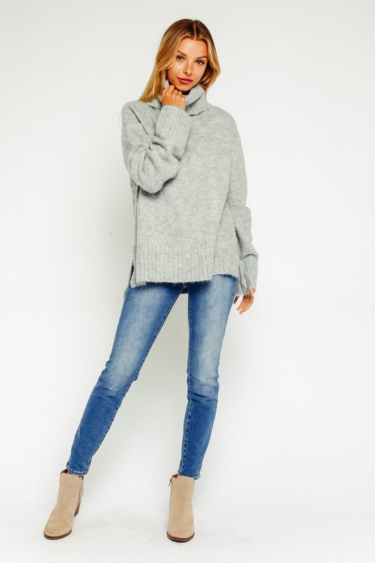 Embry Turtle Neck Sweater - Grey