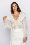 Cameron Romantic Lace Ruffle Detail Long Sleeve Top