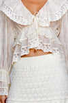 Cameron Romantic Lace Ruffle Detail Long Sleeve Top