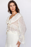 Cameron Romantic Lace Ruffle Detail Long Sleeve Top