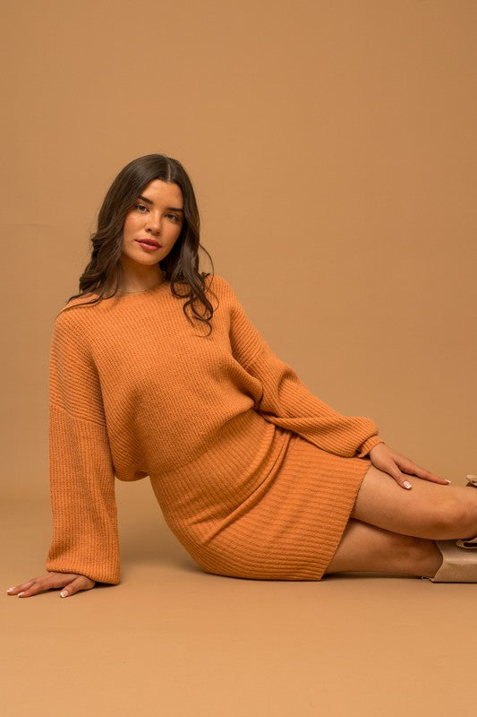 Brigitta Sweater Mini Dress - Apricot