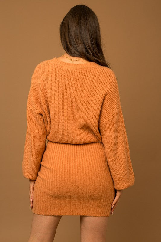 Brigitta Sweater Mini Dress - Apricot