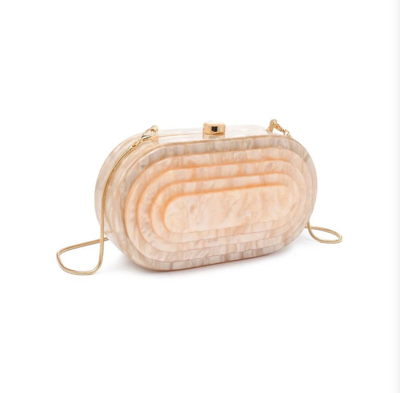 Shanti Acrylic Oval Clutch - Champagne