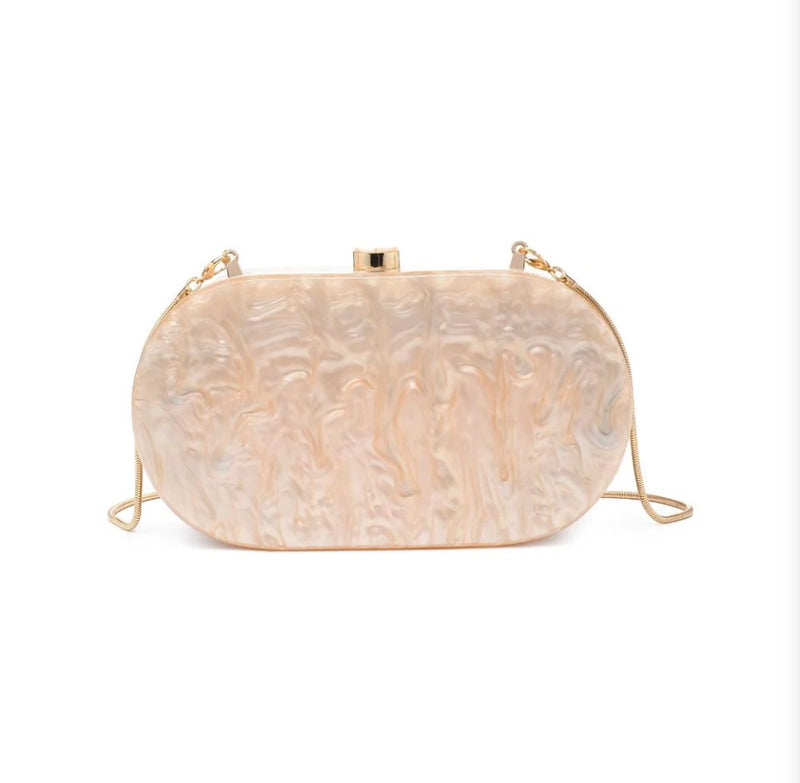 Shanti Acrylic Oval Clutch - Champagne