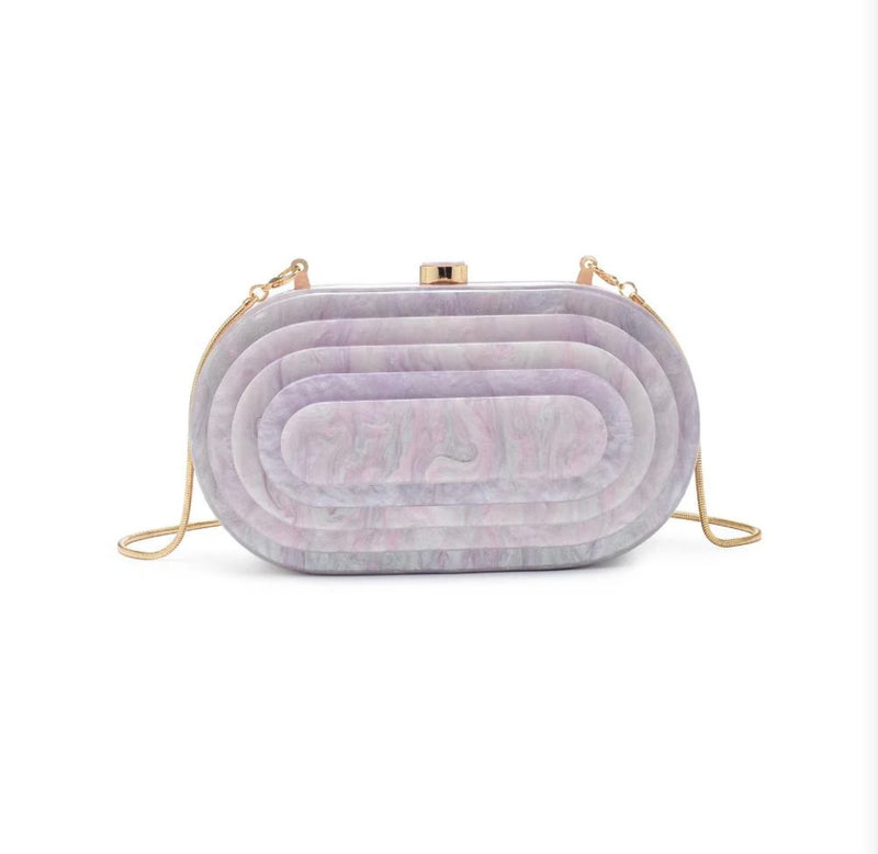 Shanti Acrylic Oval Clutch - Lavender