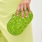 Shanti Acrylic Oval Clutch - Citron