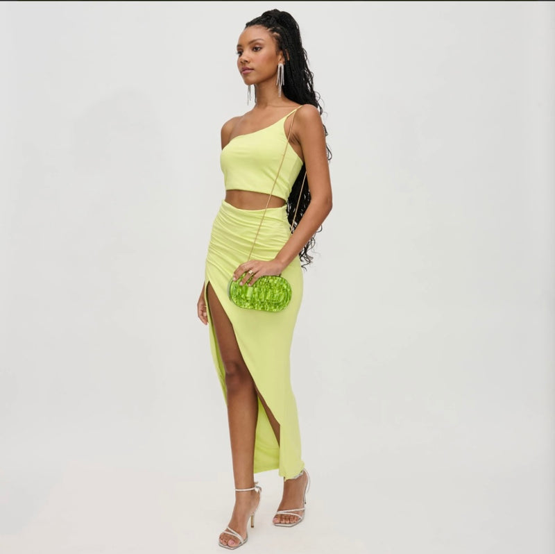 Shanti Acrylic Oval Clutch - Citron