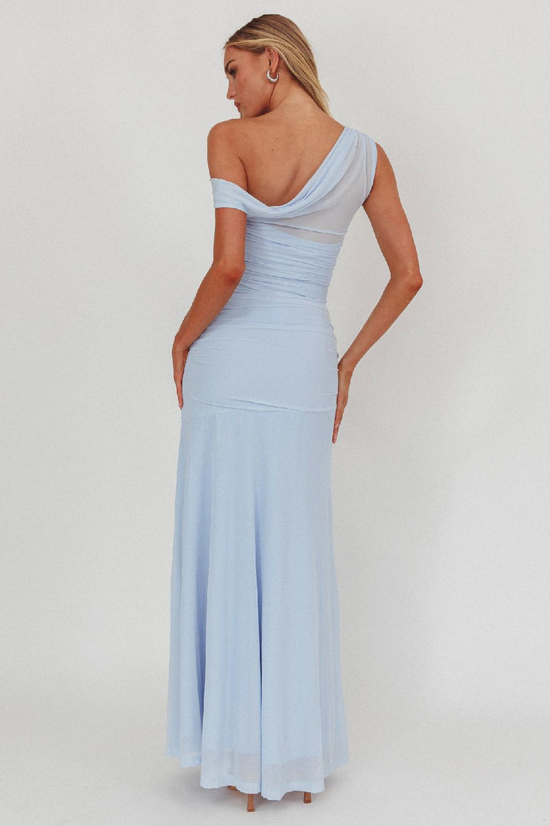 one shoulder mesh maxi dress Karen Ruched – Girls Will Be Girls shoulder design Invisible side Gamivast Women Vintage Dress TROUSERAMENDS Color:Bronze*