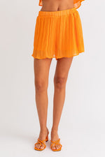 Agnesia Pleated Top & Shorts Set - Orange