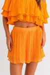Agnesia Pleated Top & Shorts Set - Orange