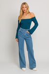 Erika Off The Shoulder Long Sleeve Bodysuit - Teal