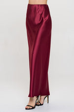 Ember Satin Silky Midi Skirt - Burgundy