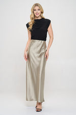 Ember Satin Silky Midi Skirt - Sage