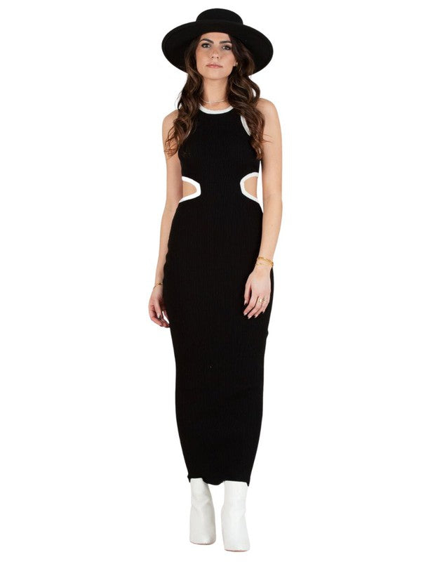 Carlotta Contrast Knit Cut Out Maxi Dress Carlotta Contrast Knit Cut Out Maxi Dress