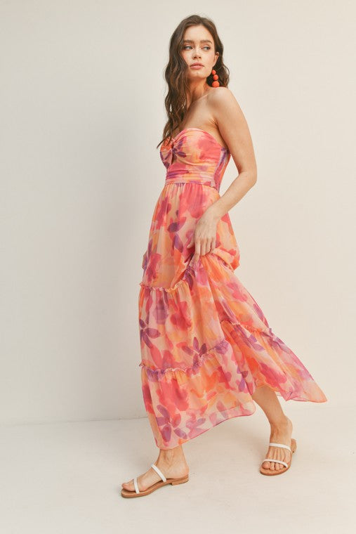 Grace Floral Strapless Maxi Dress