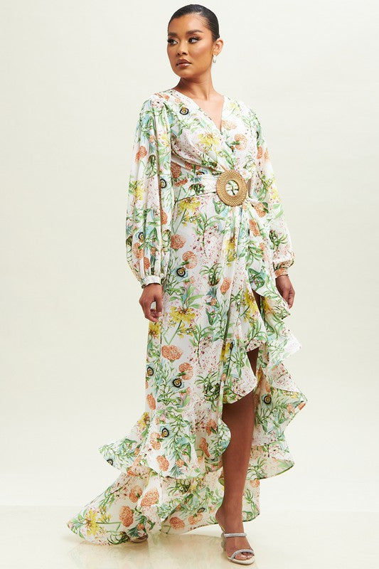 Bessie Floral Maxi Dress - White Floral