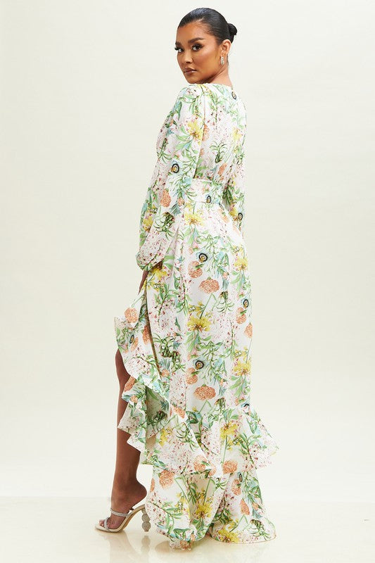 Bessie Floral Maxi Dress - White Floral