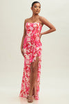 Catalina Strapless Floral Cascade Maxi Gown Dress